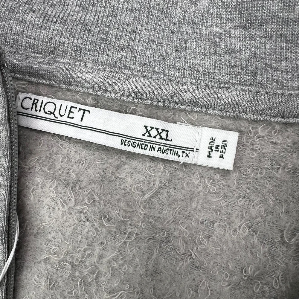 Criquet Pullover Mens 2XL Gray Quarter Zip‎ Fleece Logo Preppy Performance New